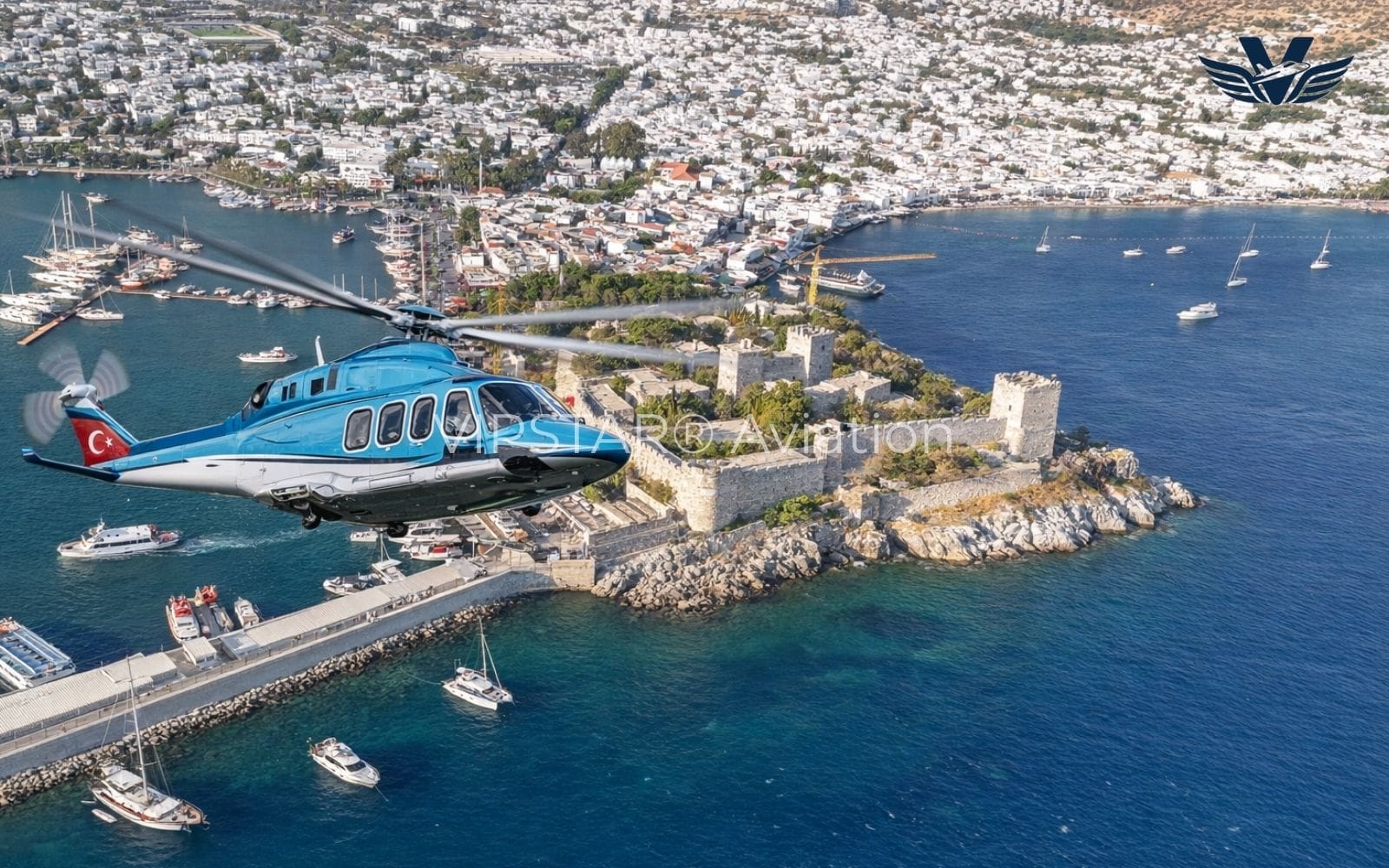 VIP Helicopter transfer route from Bodrum to Gocek and D Maris Bay