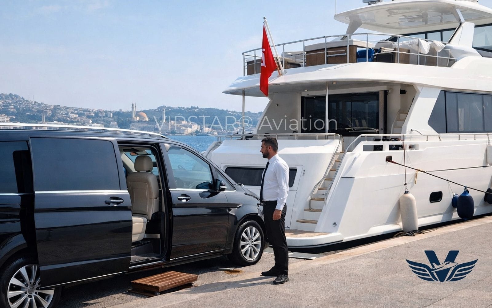 VIP transfer from hotel to marina for luxury yacht charter in Istanbul