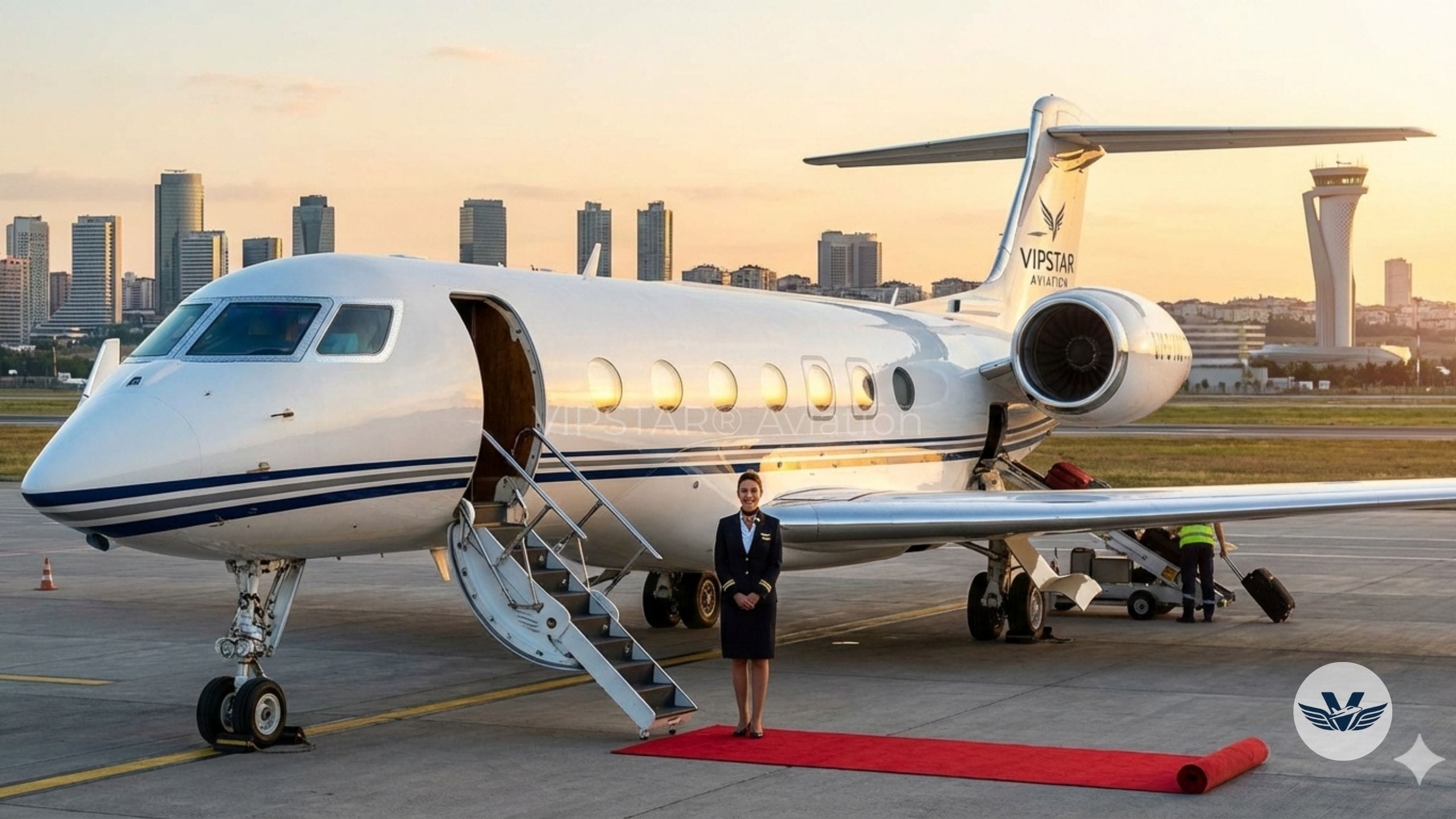 Atatürk Havalimanı'nda yolcularını bekleyen Maldivler özel jeti ve hostes - VIPSTAR Aviation