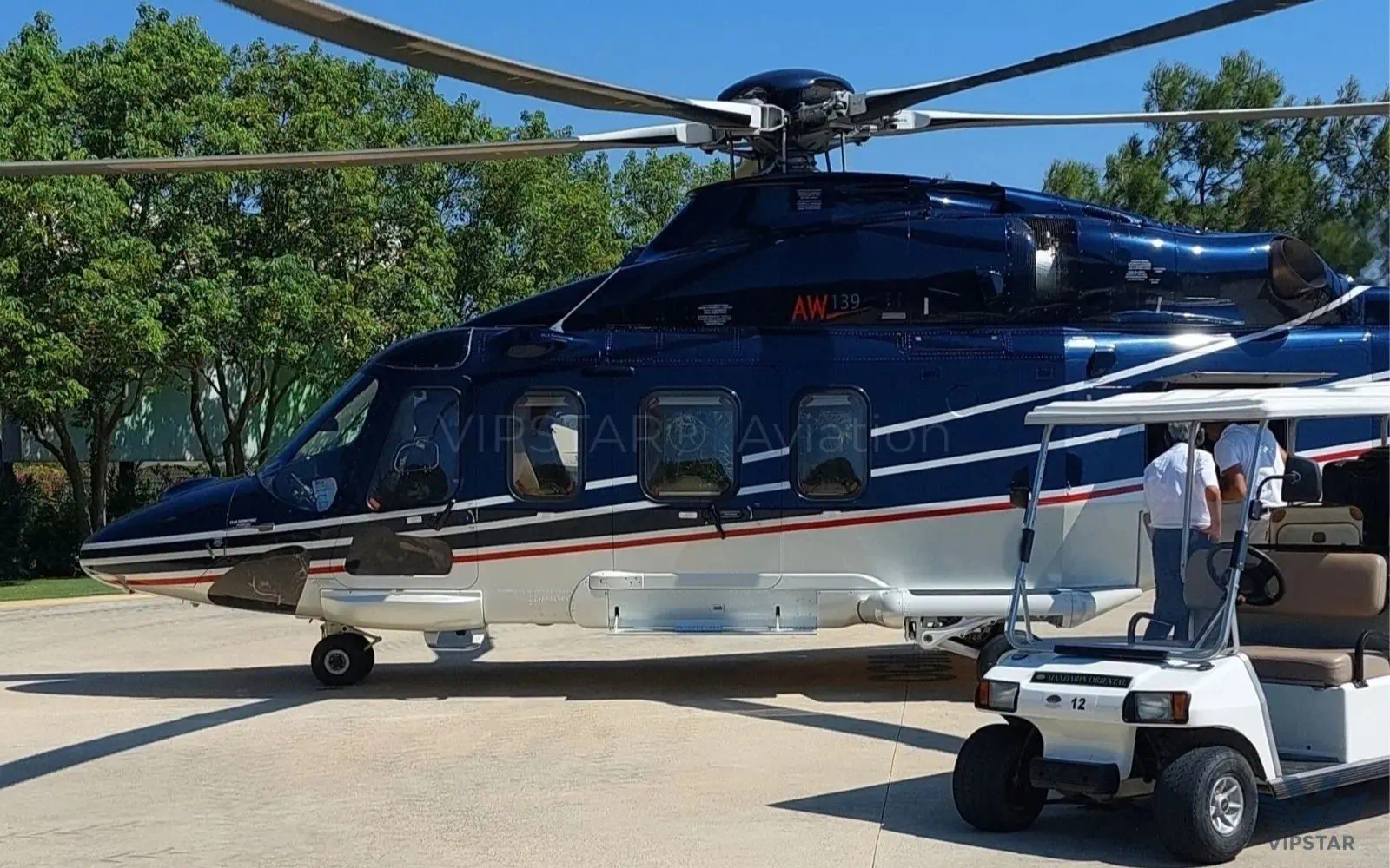 AgustaWestland AW139 helicopter providing VIP transfer service at Mandarin Oriental Bodrum