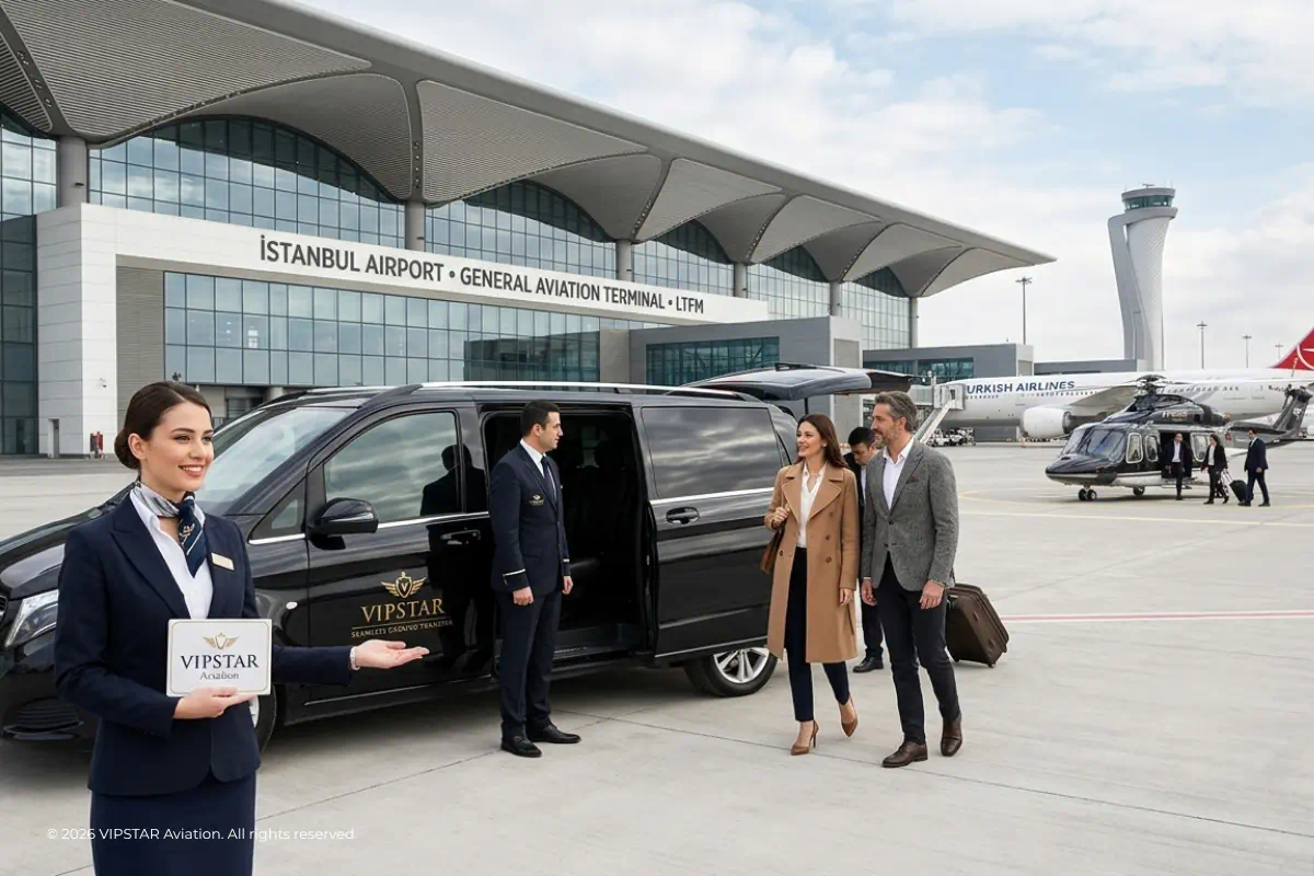 VIP greeting service and GAT terminal transfer for helicopter passengers at Istanbul Airport