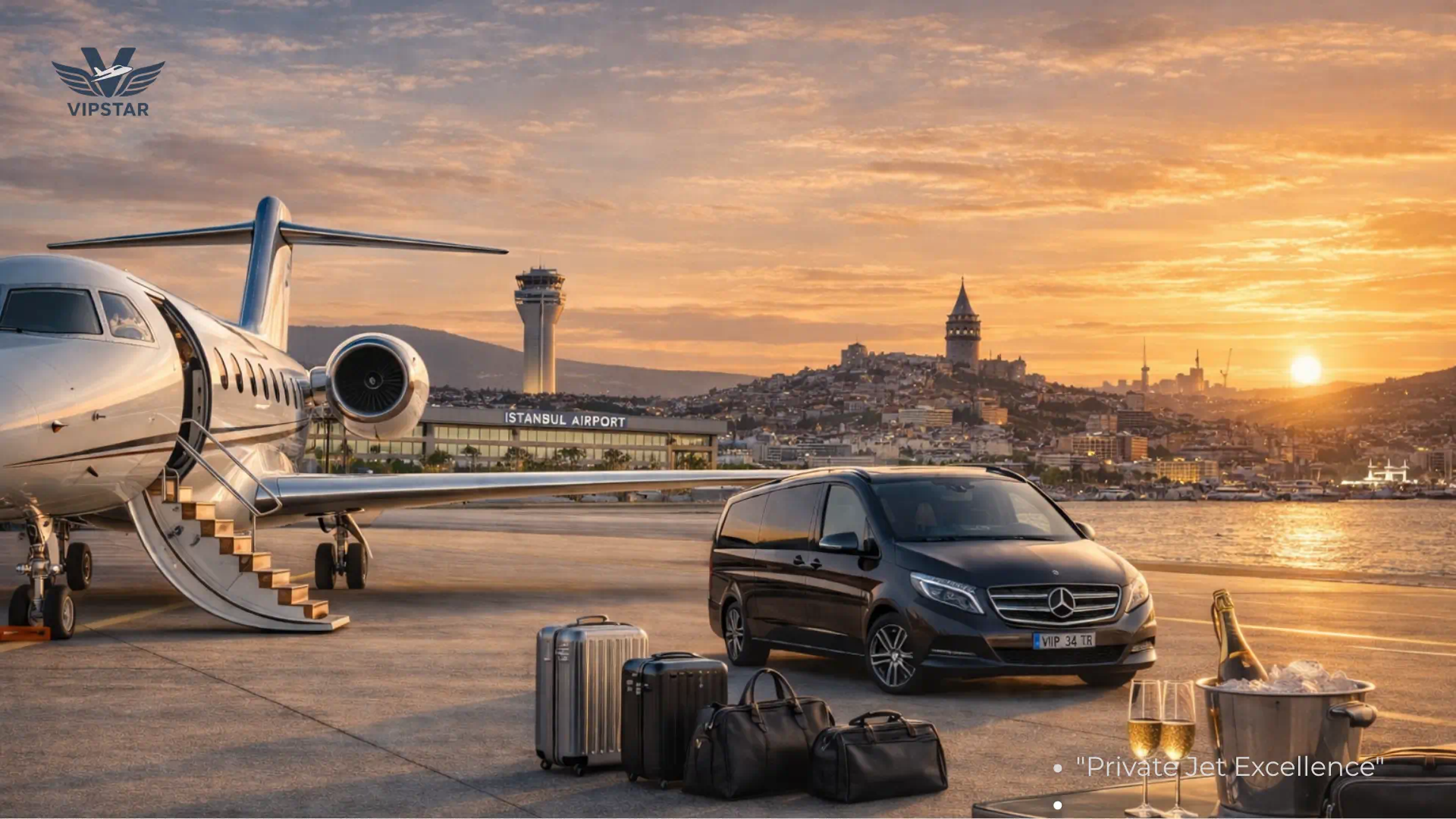 Private jet charter from Istanbul to Bodrum, luxury aviation service by VIPSTAR