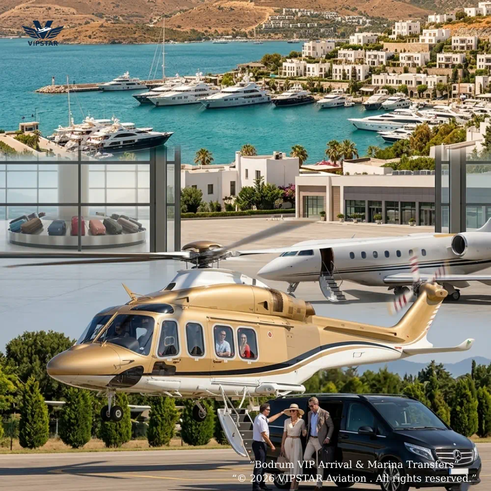 Luxury Bodrum Arrival Experience Private Jet to Bodrum Marina Transfer - VIPSTAR Aviation