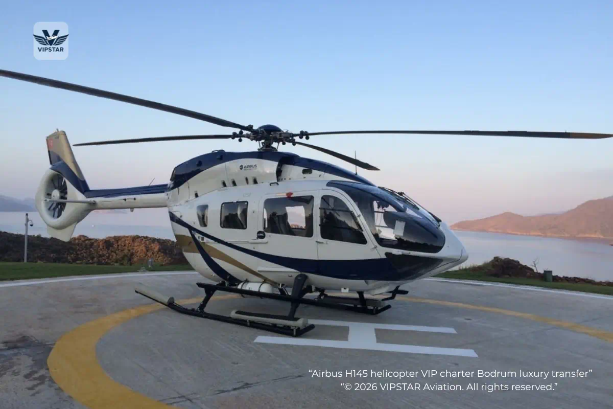 Airbus H145 helicopter VIP charter Bodrum luxury transfer