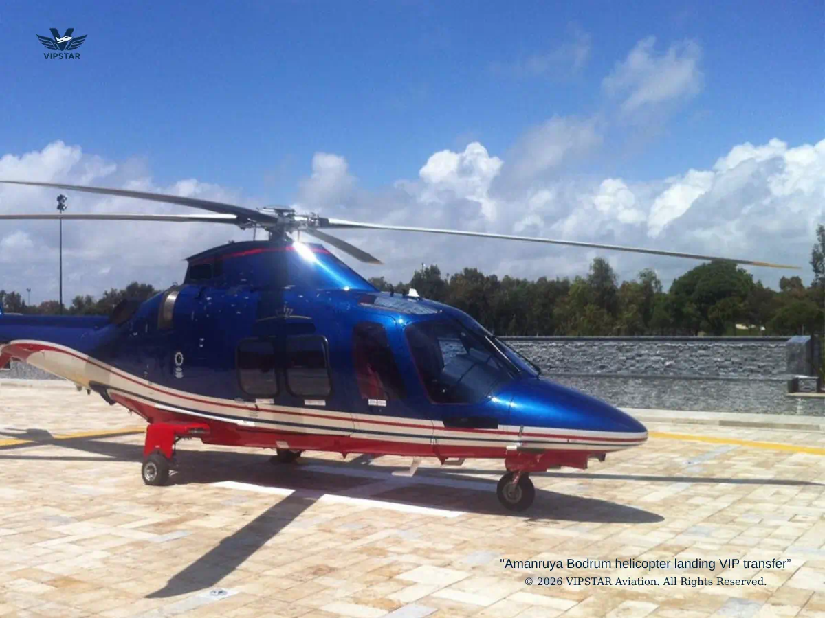 Amanruya Bodrum helicopter landing VIP transfer