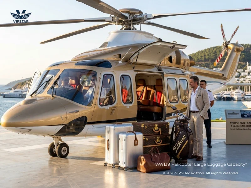 AW139 Helicopter Large Luggage Baggage Capacity - VIPSTAR