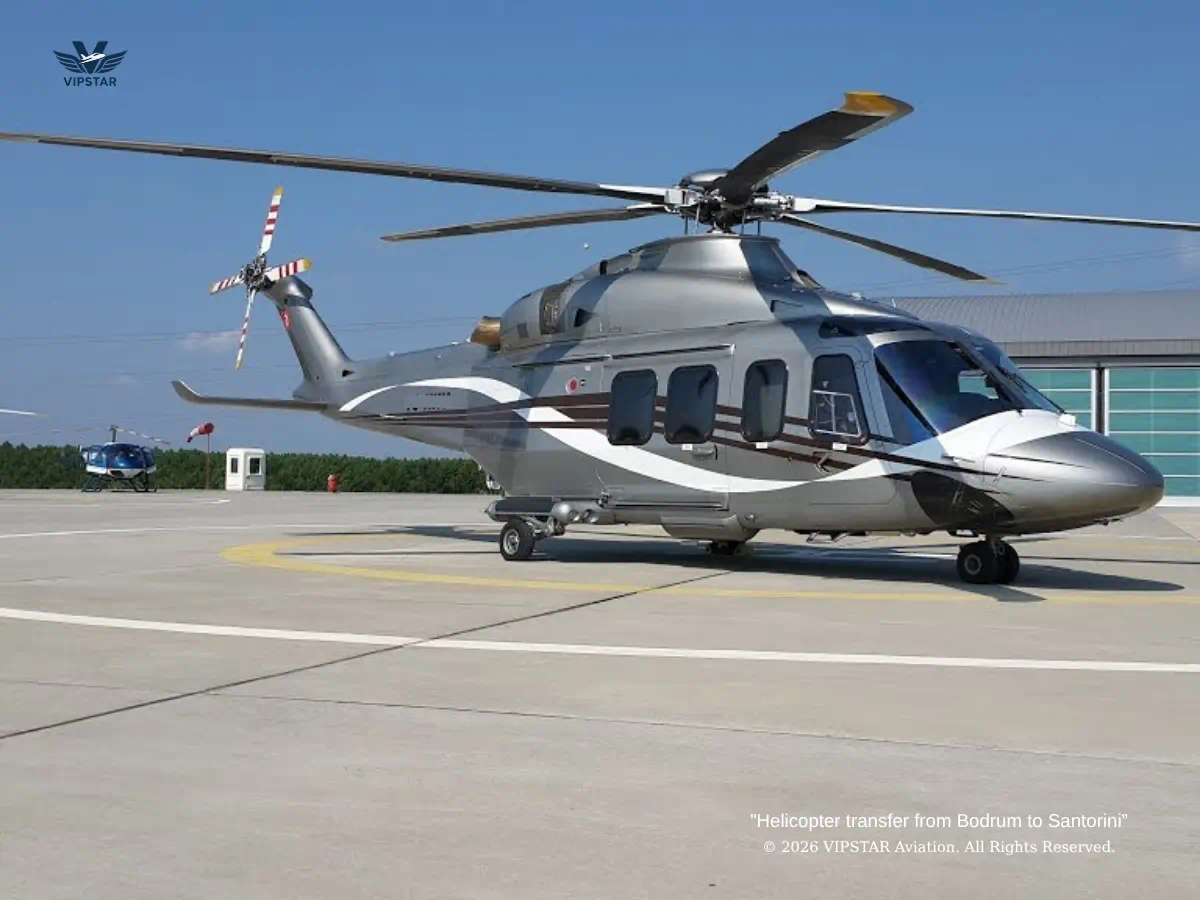 Helicopter transfer from Bodrum to Santorini