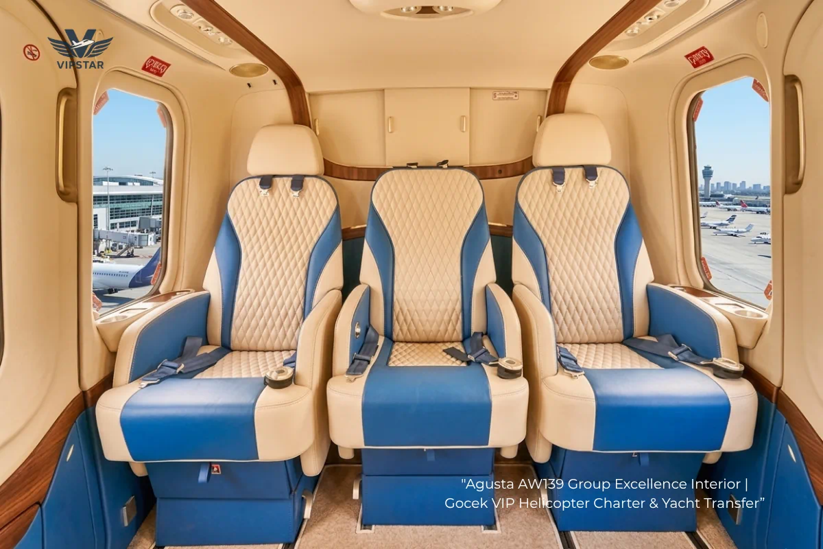 AgustaWestland AW139 VIP cabin for group helicopter charter in Gocek