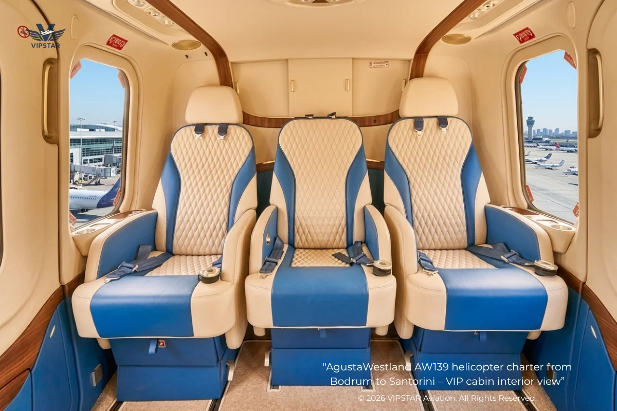 Helicopter Charter Bodrum to Santorini VIP Cabin Interior