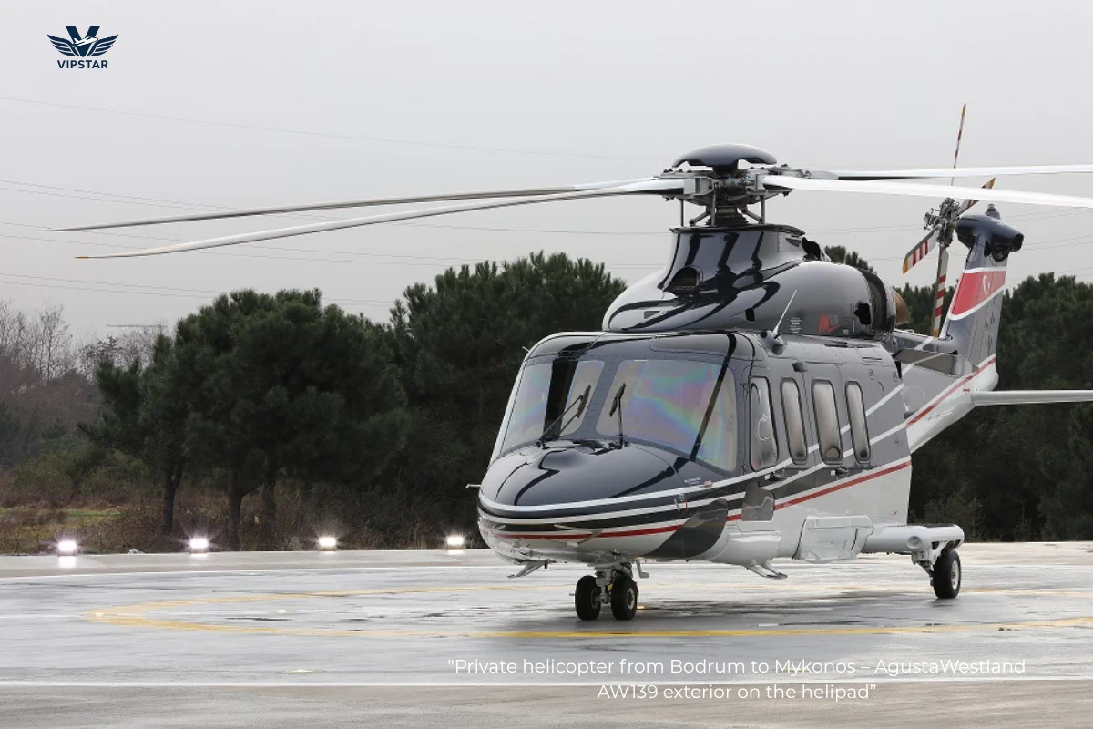 Private Helicopter Bodrum to Mykonos Agusta AW139 Exterior