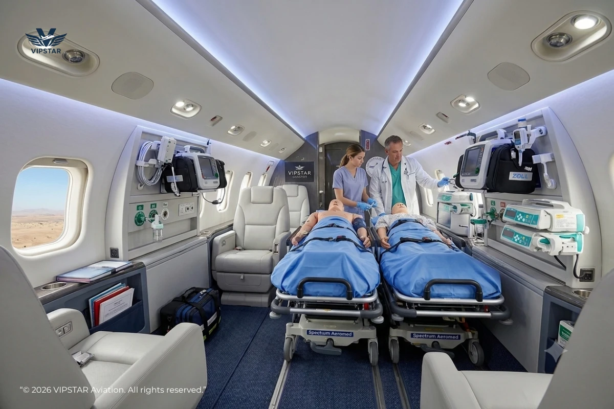 Air Ambulance Middle East Thailand Challenger 605 Medical Cabin - VIPSTAR Aviation