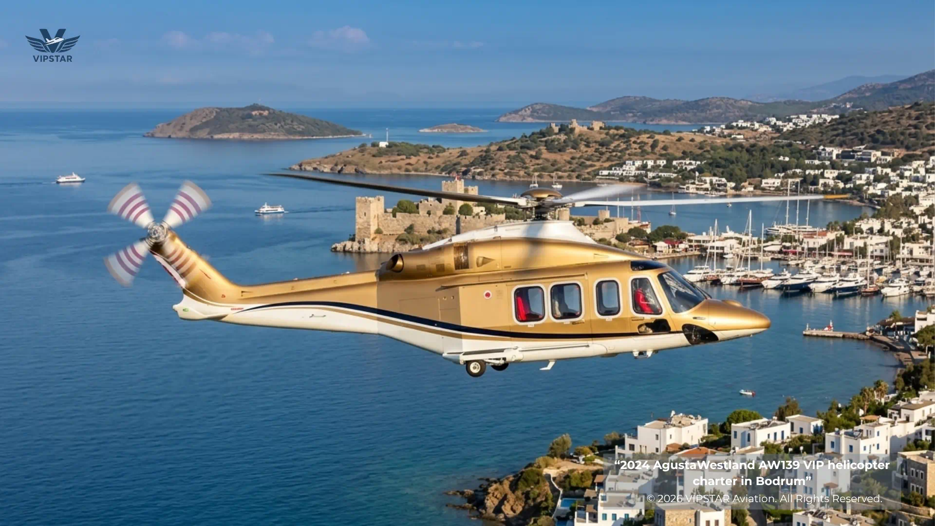 Private Helicopter Charter Bodrum to Istanbul | VIPSTAR Aviation Executive private helicopter flight from Bodrum to Istanbul featuring twin-engine aircraft safety