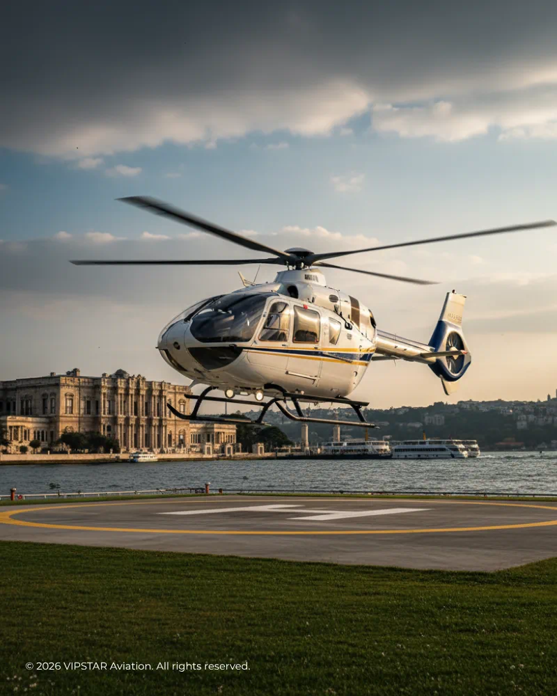 VIPSTAR Helicopter Charter Fleet Rates VIPSTAR Aviation private helicopter charter packages, VIP airport transfers and custom Bosphorus tours pricing.